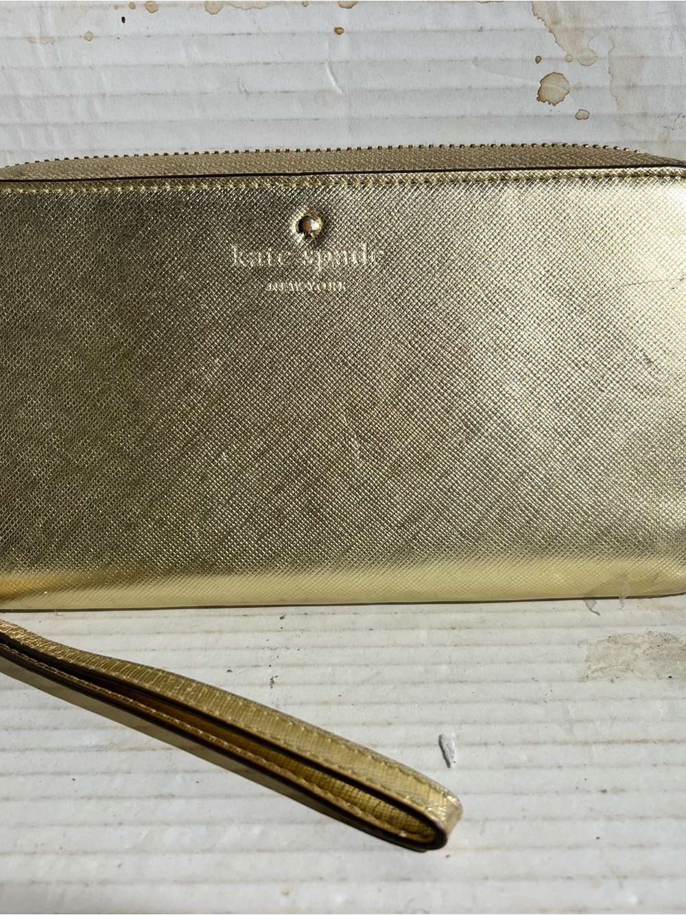 kate spade Gold Metallic Wristlet Clutch with Strap